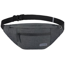 MAXTOP Waist Pouch, Hip Bag, Multi-functional, Storage Capacity, 4 Pockets, Abrasion Resistant, Lightweight, Crossbody Bag, For Motorcycling, Outdoors, Fishing, Work, Travel, Running, Dark Grey
