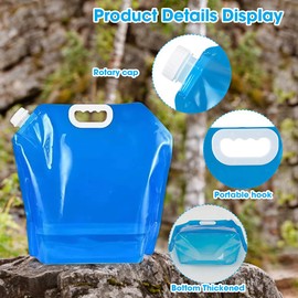 mizikuu Pack of 4 Foldable Water Canisters, 5L/10L Drinking Water Canister with Tight Lid, Flexible Water Canister, Reusable, BPA-Free Water Bag for Outdoor Camping Hiking Picnics