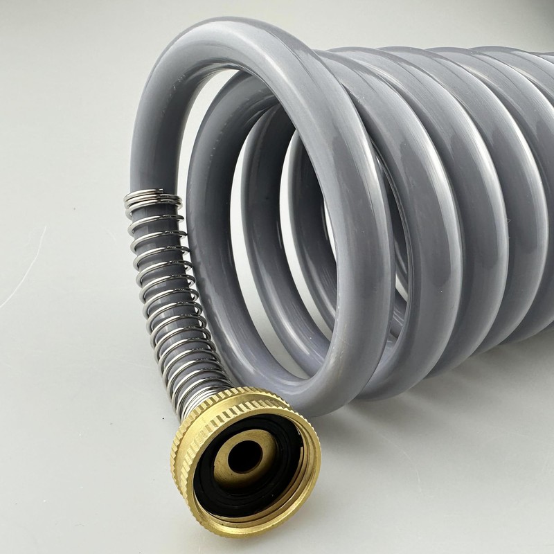 Darnassus Garden Hose, Green PU Curly Water Hose with Brass