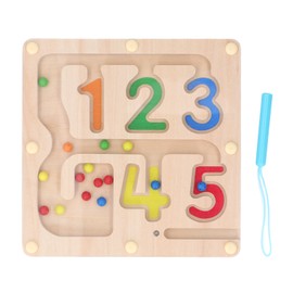 Magnetic Color and Number Maze Wooden Magnet Color Matching Counting Puzzle Board Educational Children Sorting Maze Toy with Magnetic Pen Number Color Maze