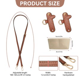 LUOJINYI Handbag Organiser, Longchamp Organiser Compatible with Longchamp Mini Bag Women, Bag Organiser, Shopper with Longchamp Shoulder Strap, Inner Bag, Women's Bag Not Included, Brown + Apricot