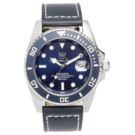 [HYAKUICHI 101] ヒャクイチ ダイバーズ 20気圧防水 腕時計 ウォッチ デイト 逆回転防止ベゼル レザーベルト メンズ