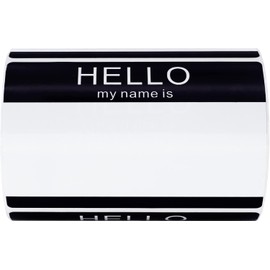Hybsk Hello My Name Is Black Name Tag Identification Stickers 3-1/2” x 2-3/8” Total 200 Labels Per Roll (Black)