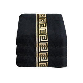 Julie Julsen Pack of 3 Bath Towels, Chemical-Free, 600 g/m², Black/Gold, 70 x 140 cm, 100% Cotton, Oeko Tex Std 100 Certification, Soft and Absorbent, Machine Washable