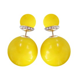 Navachi 18K Gold Plated Double Sided Colorful Faux Pearl Fashion Elegant Candy Crystal Zinc Stud Earrings for Women, Crystal zinc