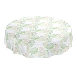 ANRO Oilcloth Tablecloth Oilcloth Tablecloth Washable Abstract Mood Leaves Green Round 100 cm