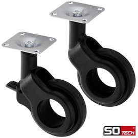 SOTECH Bonn Furniture Castors Set Diameter 60 mm Black 2 x with and 2 x without Brake (Lock) Including Screw Set Load Capacity up to 120 kg (30 kg per Transport Castor)