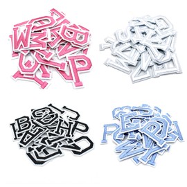 Iron on Letters for Clothing,104 Pieces Iron on Patches for Clothing,4 Set Letter Patches for Clothing,1.6” x 2” (Black+Blue+Pink+White)