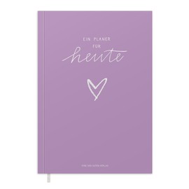 Eine der Guten A5 Diary - Undated Calendar, Softcover Weekly Planner without Date, Vertical Layout, Diary for Flexible Starting, Purple White with Heart, Climate Neutral, FSC Paper