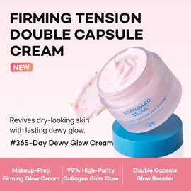 Double Capsule Glow Cream, Korean Hydrating Gel Cream with Triple Hyaluronic Acid, Collagen & Vitamin E, Lightweight Dewy Moisture Cream for Smooth-Looking Skin, 1.69 fl oz