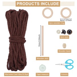 FREEBLOSS Brown Macrame Owl Kit for Beginners Macrame Wall Hanging Kit Macrame Tassels Wall Haning DIY Macrame Kit Macrame Owl Wall Hanging Decor for Adults Gift Boho Wall Hanging