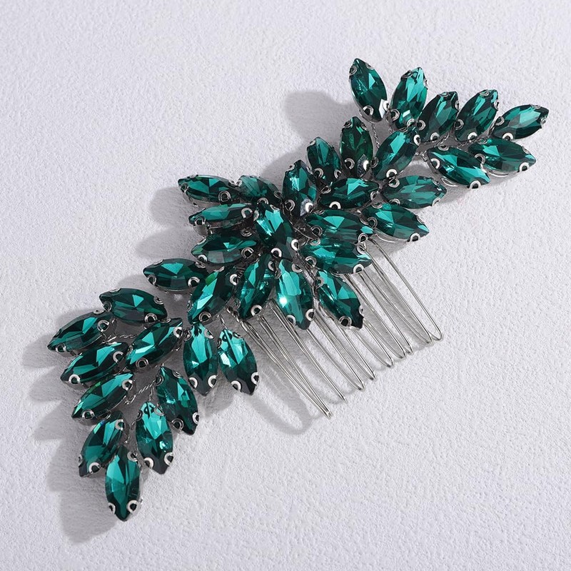 Lenjicons Teardrop Rhinestone Hair Comb Bridal Headpiece Rhinestone Wedding Hair