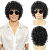 YTbeauty Black Men Wig + Glasses for Disco Costume Heat