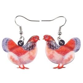 LONYOO Acrylic Rooster Hen Chicken Earrings Farm Animals Drop Dangle Jewelry Chicken Gifts for Women Girls Charmas (Pink)