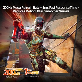 CUNPU 24Inch 1080P 200Hz Gaming Monitor, FHD Fast IPS Panel, 124% sRGB 1ms HDR Zero-Frame Computer Monitor, Built-in Speaker, HDMI 2.1, DisplayPort 1.4, FreeSync & G-Sync, Tilt, VESA, Eye Care