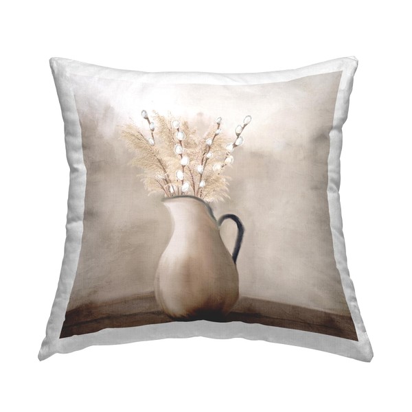 Stupell Industries Pussy Willow Still Life Indoor Printed Throw Pillow,