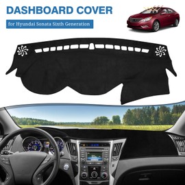 FIILINES Dash Cover for Hyundai Sonata 2011-2014, Dashboard Cover Sonata Accessories Suede Dash Cover Mat Sunshade Anti-Slip Pad Carpet Protector Black