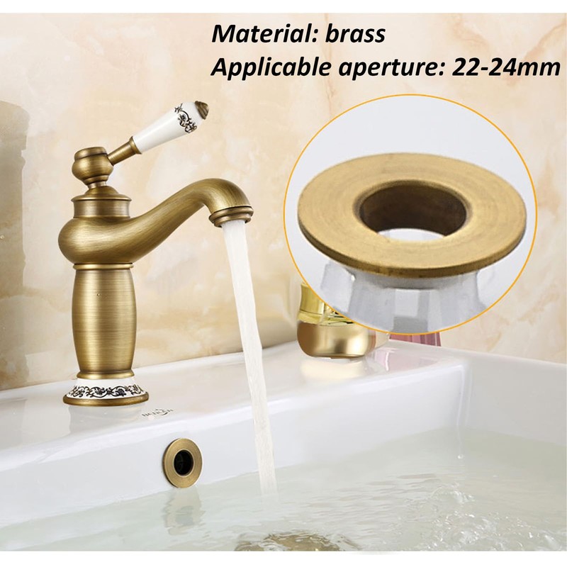 2 Pcs Brushed Brass Sink Overflow Ring, Brushed Nickel Bath