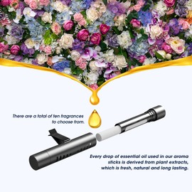 RoyAroma Car Air Freshener, RoyAroma Car Diffuser Vent Clips Set with 10 Bags Different Scents Essential Oil Sticks (2 Sticks Each) and 8 Unscented Refill Sticks for Women Men Automotive Fragrance Decoration