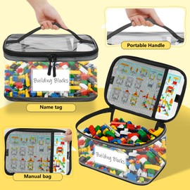 4 Pack Large Toy Storage Bags, Reusable Clear PVC Board Game Storage with Labels with Name Tag& Manual Pocket, Travel Waterproof Organizer Bags with Zipper for Building Blocks, Puzzle, Kids Books
