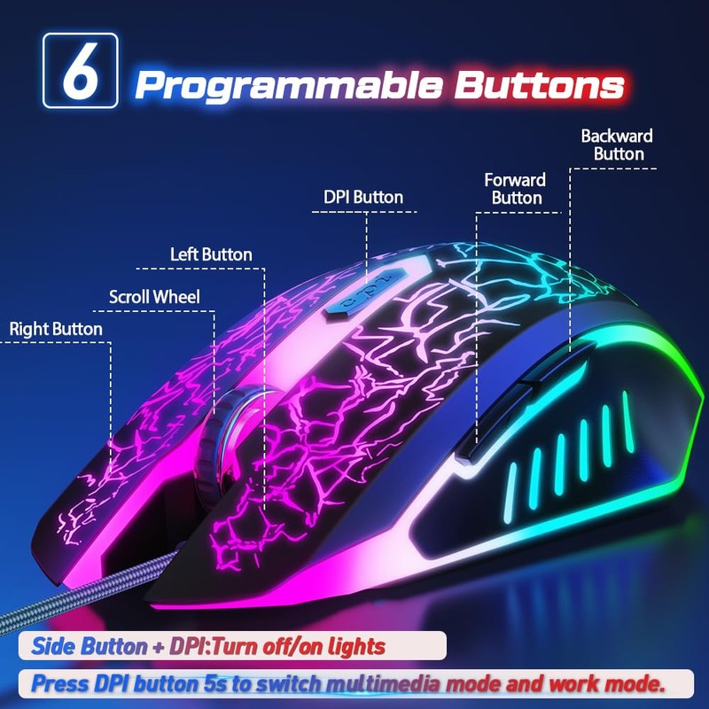 VersionTech Gaming Mouse, 4 DPI Settings Up to 3600 DPI,