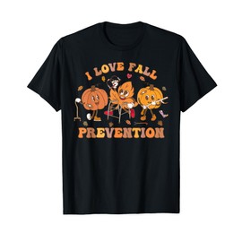 Groovy Retro I Love Fall Prevention Fall Physical Therapy T-Shirt