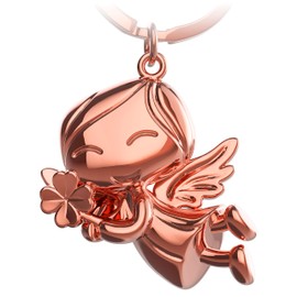 FABACH Lucky Guardian Angel Keyring, Lucky Charm Keyring with Four Leaf Clover, Metal Pendant Keyring, Good Luck Gift, Rose Gold