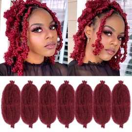 Marley Hair 12 Inch 7 Packs Pre Separated Springy Afro Twist Hair Red Marley Twist Braiding Hair for Faux Locs Crochet Hair Pre Fluffed Spring Twist Hair Synthetic Hair Extensions (12",BUG)