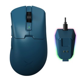 DELUX M900PRO Gaming Mouse Wireless, 8000Hz Polling Rate, 63g Light Weight, Leading Use, PAW3395 Sensor 26000DPI with Huano Pink Switch and Magnetic Charging Base (Navy Blue)