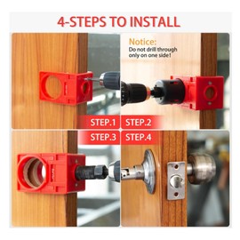 Door Lock Installation Kit, Door Lock Installation Set with Guide Template, Deadbolt Installation Kit and Door Lock Hole Saw Kit, Carbon Steel (Red)