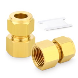 TAILONZ PNEUMATIC Brass Compression Fitting 6 mm Pipe OD x 1/4 Inch BSP Female Thread Straight Screw-On Connector Pipe Connector for Copper Pipe Plastic Pipe and Aluminium Pipe Pack of 2