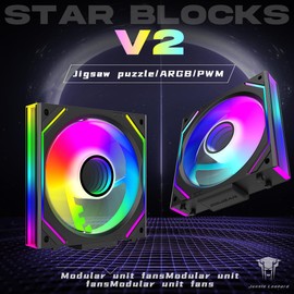 Jungle Leopard Interstellar-V2 Daisy Chain RGB PC Fan 120 mm Pack of 3, 1850 RPM/68CFM/2.4 mmH2O/24LEDs, 5V3PIN ARGB and 12V4PIN PWM Fan (Black)