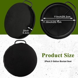 2 Pcs 5 Gallon Bucket Seats Bucket Lid, 360 Degree Swivel Bucket Seat 2 Inch Thick Black Padded Cushion Lid with Waterproof Cover for Dove Duck Hunting Fishing Baseball Gardening and Camping