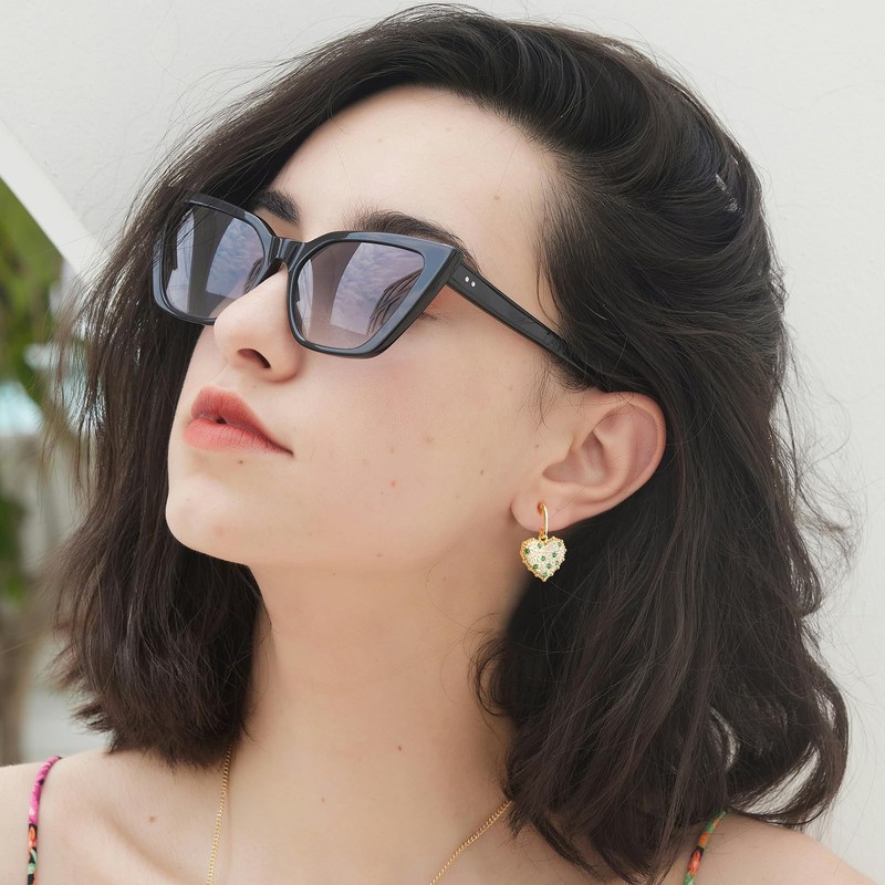 LEONIDS 14K Gold Plated Cubic Zirconia Love Heart Dangle Earrings