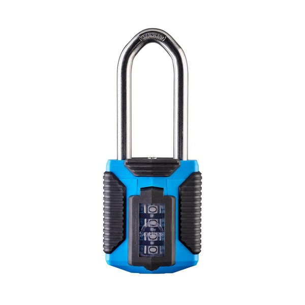 Squire Heavy Duty Padlock (CP50) - Toughest Steel Shackle - 4 Wheel Combination Padlock - Alloy Steel for Corrosion Resistance - Weatherproof Lock for Home, & Leisure (All Terrain Marine Long Shackle)