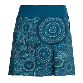 Vishes - Alternative Clothing - Short Women's Cotton Skirt Colourful with Mandalas and Flower Print - turquoise Floral, size: 36