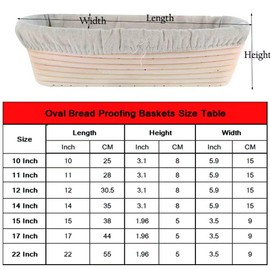 2 Pack of 10 inch Sourdough Bread Bakery Basket,Oval Bread Banneton Proofing Basket with Linen Liner Cloth, Brotform Dough Rising Rattan Handmade Rattan Bowl for Professional & Home Bakers