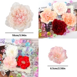 Xbessc 8 Stück Haarklammer Blume Mehrfarbig Blumenhaarklammern Pfingstrose Kamelie Haarclips Mädchen Haarspangen Damen Haarspange Haarklammern Blumen Flower Hair Clip für Party Hochzeit Strand Urlaub