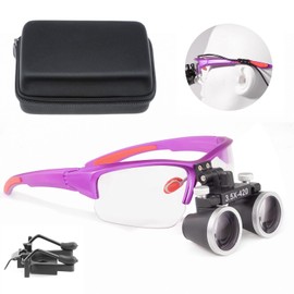 ORILAO Loupes 2.5X 3.5X Magnification Binocular Magnifier Optical Glass Lens (3.5X, Purple)
