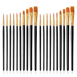 Quelcc Pack of 20 Artist Brushes, Artist Brush Sets, Brush Set, Acrylic Paints, Watercolour Brushes, Acrylic Paint, Brush Set, for Painting Lovers, Beginners, Black