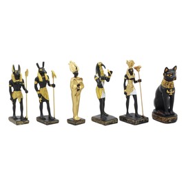 Ebros Egyptian Classical Deities Miniature Figurine Gods of Egypt Dollhouse Miniature Statue Legends of Ancient Egypt Educational Sculpture Collectible (Set of 6 Miniature Deities Assortment 2)