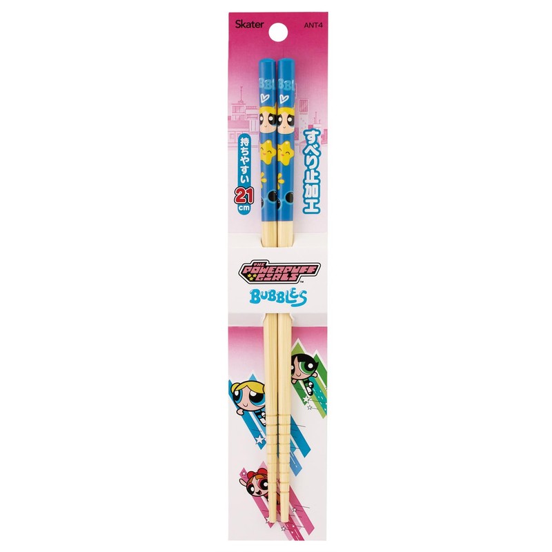 Skater ANT4-A Power Puff Girls Bubbles Bamboo Safety Chopsticks 8.3