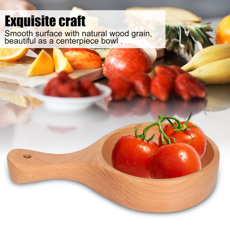 Wooden Bowl with Handle Noodle Bowl for Salad Fruit Soup