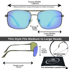 proSPORT Polarized Aviator Blue Mirror Sunglass with Strap Men Anti-Glare Mirrored Lens