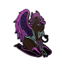 PinLab Glow-in-the-Dark Fallen Angel Enamel Lapel Pin - Nightfall