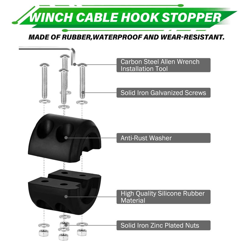 TYT Synthetic Winch Rope Kit - 1/4'' x 50' with