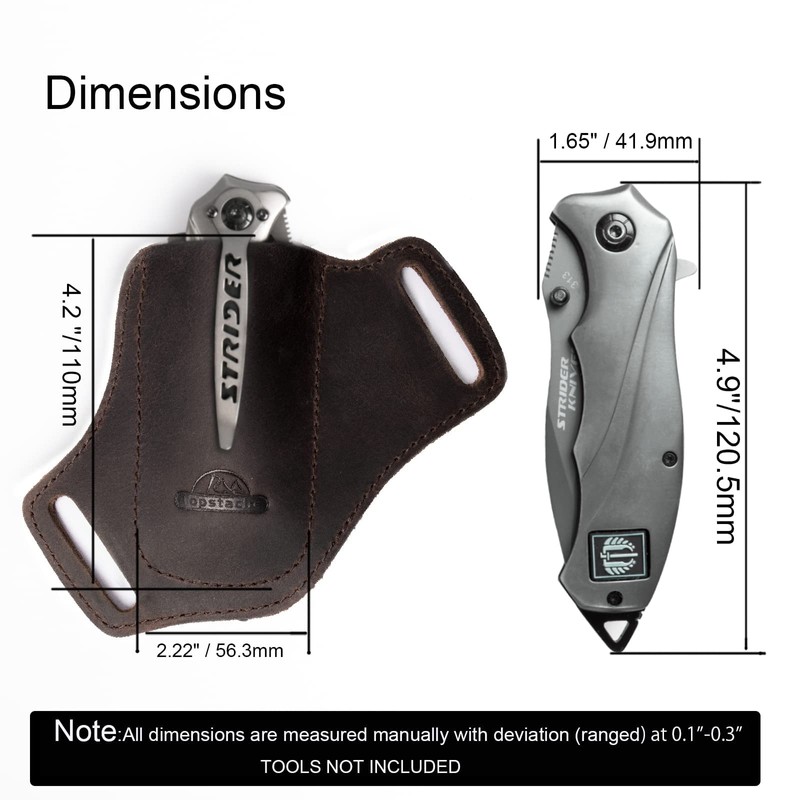 Topstache Handmade Leather Pocket Knife Sheath for Belt,EDC Belt Folding