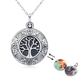 Tree of Life Locket Necklace Locket Necklace That Holds Pictures S925 Sterling Silver Vintage Oxidized Tree of Life photo Pendant Family