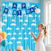 Bluey Birthday Decorations Sky Blue Clouds Foil Curtain Backdrop Party