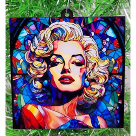 Generic Iconic 1950's Marilyn Stain Glass Themed Ornament
